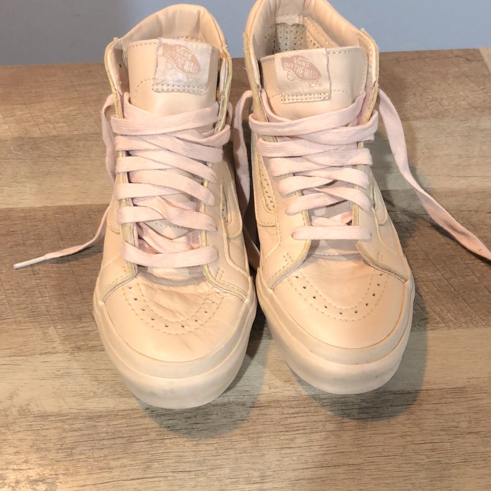 Pink leather high top vans